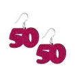 kolczyki 50 urodziny rozowy brokat 38x25 mm