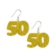 kolczyki 50 urodziny zloty brokat 38x25 mm