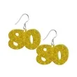 kolczyki 80 urodziny zloty brokat 38x25 mm