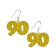 kolczyki 90 urodziny zloty brokat 38x25 mm