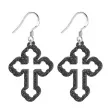 kolczyki krzyze czarny brokat 27x37 mm