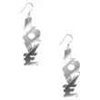kolczyki napis love srebrny lustrzany 60x22 mm