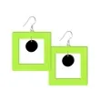 kolczyki neonowe kwadraty z kolkami zielone 50 x 52 mm