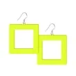 kolczyki neonowe kwadraty zolte 50 x 52 mm