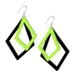 kolczyki neonowe romby zielone 50 x 77 mm