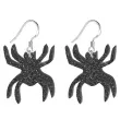 kolczyki pajaki czarny brokat 33x28 mm