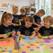 koszulka dziecieca z nadrukiem dla chlopca dziewczynki dzien kropki czarna do przedszkola 104