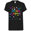 koszulka dziecieca z nadrukiem dla chlopca dziewczynki dzien kropki czarna do przedszkola 128