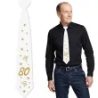 krawat na 80 urodziny dodatek do stroju glamour birthday bialy 43 cm