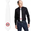krawat na 90 urodziny dodatek do stroju traffic birthday bialy 43 cm