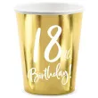 kubeczki 18 urodziny gold partydeco 220 ml 6 szt