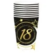 kubeczki papierowe 18 urodziny gwiazdy czarno zloty guirca 240 ml 6 szt