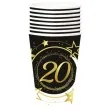 kubeczki papierowe 20 urodziny gwiazdy czarno zloty guirca 240 ml 6 szt