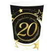 kubeczki papierowe 20 urodziny gwiazdy czarno zloty guirca 240 ml 6 szt