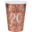 kubeczki papierowe 20 urodziny holo rozowe zloto santex 270 ml 10 szt