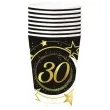 kubeczki papierowe 30 urodziny gwiazdy czarno zloty guirca 240 ml 6 szt