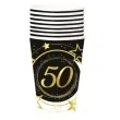 kubeczki papierowe 50 urodziny gwiazdy czarno zloty guirca 240 ml 6 sztv