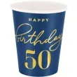 kubeczki papierowe 50 urodziny happy birthday 50 granatowy partypal 220 ml 6 szt