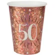 kubeczki papierowe 50 urodziny holo rozowe zloto santex 270 ml 10 szt