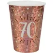kubeczki papierowe 70 urodziny holo rozowe zloto santex 270 ml 10 szt