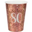 kubeczki papierowe 80 urodziny holo rozowe zloto santex 270 ml 10 szt