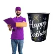 kubeczki papierowe beauty charm happy birthday czarne godan 200 ml 6 szt