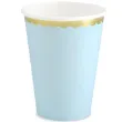 kubeczki papierowe golden border blekitne partydeco 220 ml 6 szt
