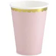 kubeczki papierowe golden border rozowe jasne partydeco 220 ml 6 szt