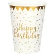 kubeczki papierowe happy birthday bialo zlote santex 250 ml 10 szt