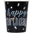 kubeczki papierowe happy birthday glitz grochy czarne unique 266 ml 8 szt