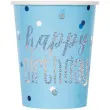 kubeczki papierowe happy birthday glitz grochy niebieskie unique 266 ml 8 szt