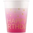kubeczki papierowe happy birthday rozowo bialy procos 200 ml 8 szt