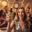 kubeczki papierowe happy new year zlote partydeco 220 ml 6 szt