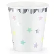 kubeczki papierowe jednorozec gwiazdki biale partydeco 180 ml 6 szt