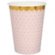 kubeczki papierowe rozowe w zlote kropki santex 250 ml 10 szt