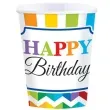 kubeczki papierowe urodziny happy birthday kolorowe amscan 250 ml 8 szt