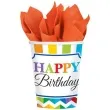 kubeczki papierowe urodziny happy birthday kolorowe amscan 250 ml 8 szt