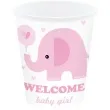 kubeczki papierowe welcome baby girl slonik bialo rozowy partypal 6 szt