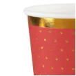kubeczki papierowe zlote kropeczki i paski czerwone santex 270 ml 10 szt