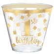 kubeczki plastikowe 1 urodziny transparentno zlote amscan