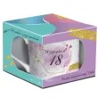 kubek z nadrukiem urodzinowy z dedykacja 18 bialy zdobiony bgtech 370 ml