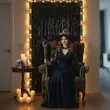 kurtyna na drzwi dekoracja na sylwestra urodziny czarny metaliczny 200 x 100 cm