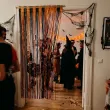 kurtyna na drzwi dekoracja na sylwestra urodziny czarny metaliczny 200 x 100 cm