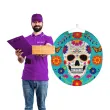 lampion papierowy meksykanska czaszka kolorowy amscan 25 cm