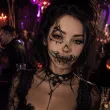 makijaz do stroju na halloween dia dde los muertos tatuaze zmywalne sztuczne zeby czaszka make up