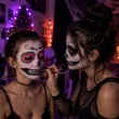 makijaz do stroju na halloween dia dde los muertos tatuaze zmywalne sztuczne zeby demon make up