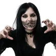 makijaz do stroju na halloween dia dde los muertos tatuaze zmywalne sztuczne zeby demon make up