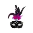 maska karnawalowa czarna z czarno rozowym piorem