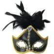 maska karnawalowa czarna z piorami