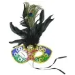 maska karnawalowa niebiesko zielona cekinowa z piorami